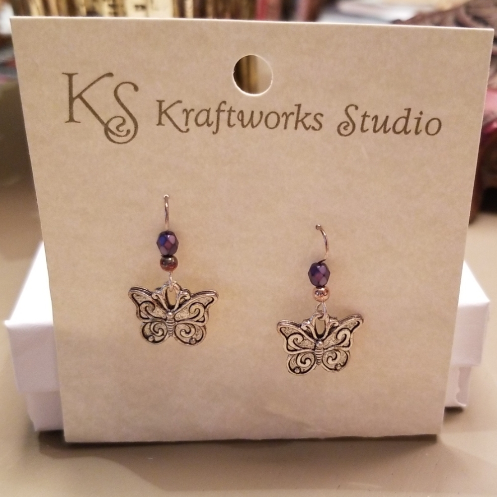 Kraftworks Studio Butterfly Purple Earrings